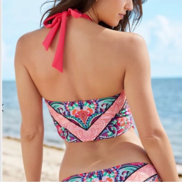 Venus Bright Paisley Handkerchief Wide Back Band Swim Top - Picture 3 of 3